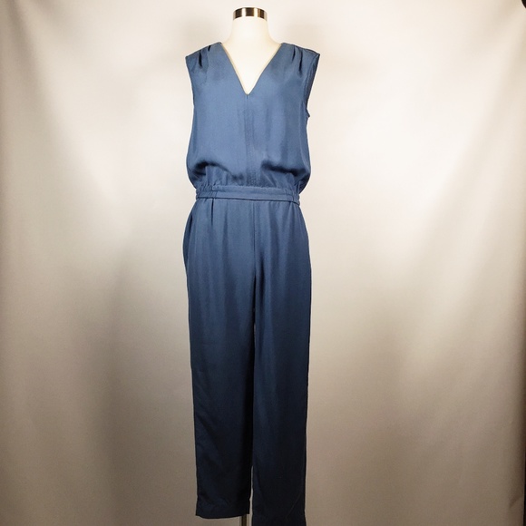 J. Crew Pants - J Crew | Drapey Oxford Crepe V-Neck Jumpsuit Blue